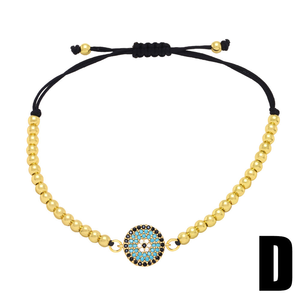 Ojos del diablo al por mayor Ojos azules Pulsera de cobre chapada en oro